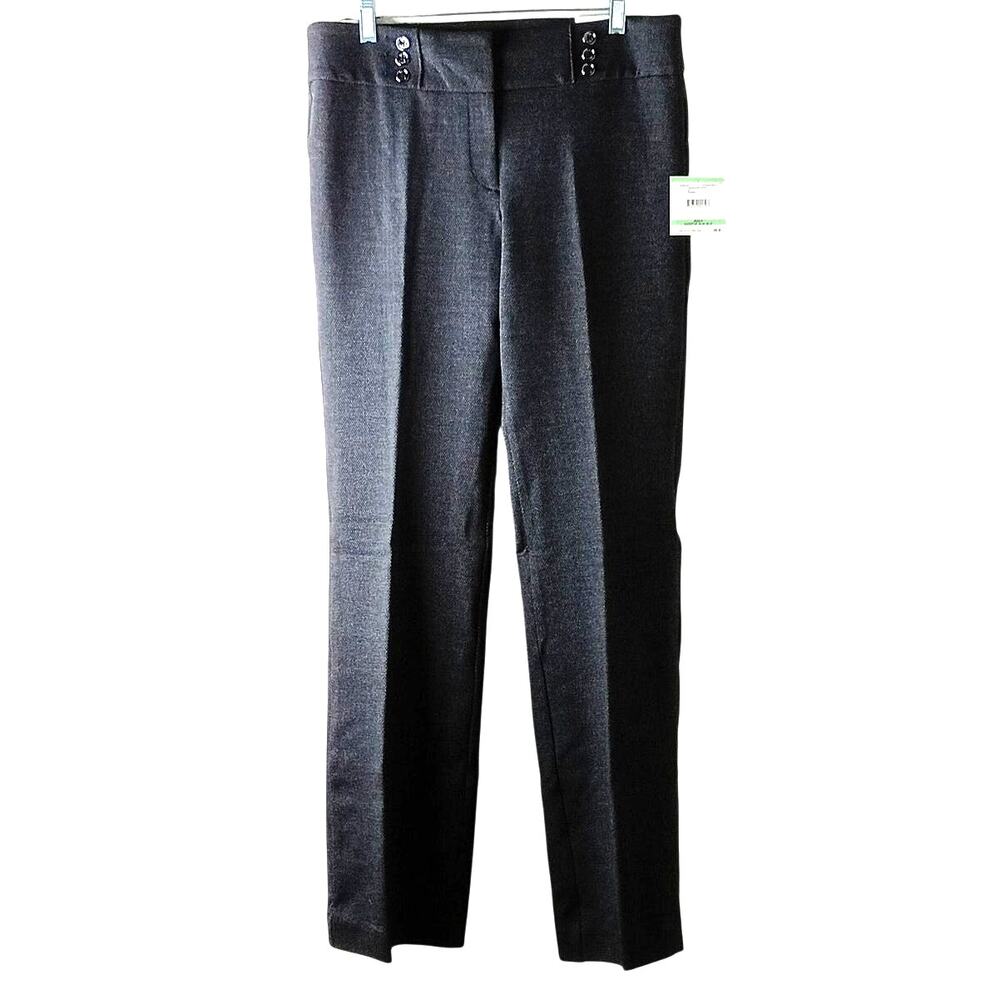 Anne Klein Black/Dark Gray Heather Woven Trousers (NWT) - 8
